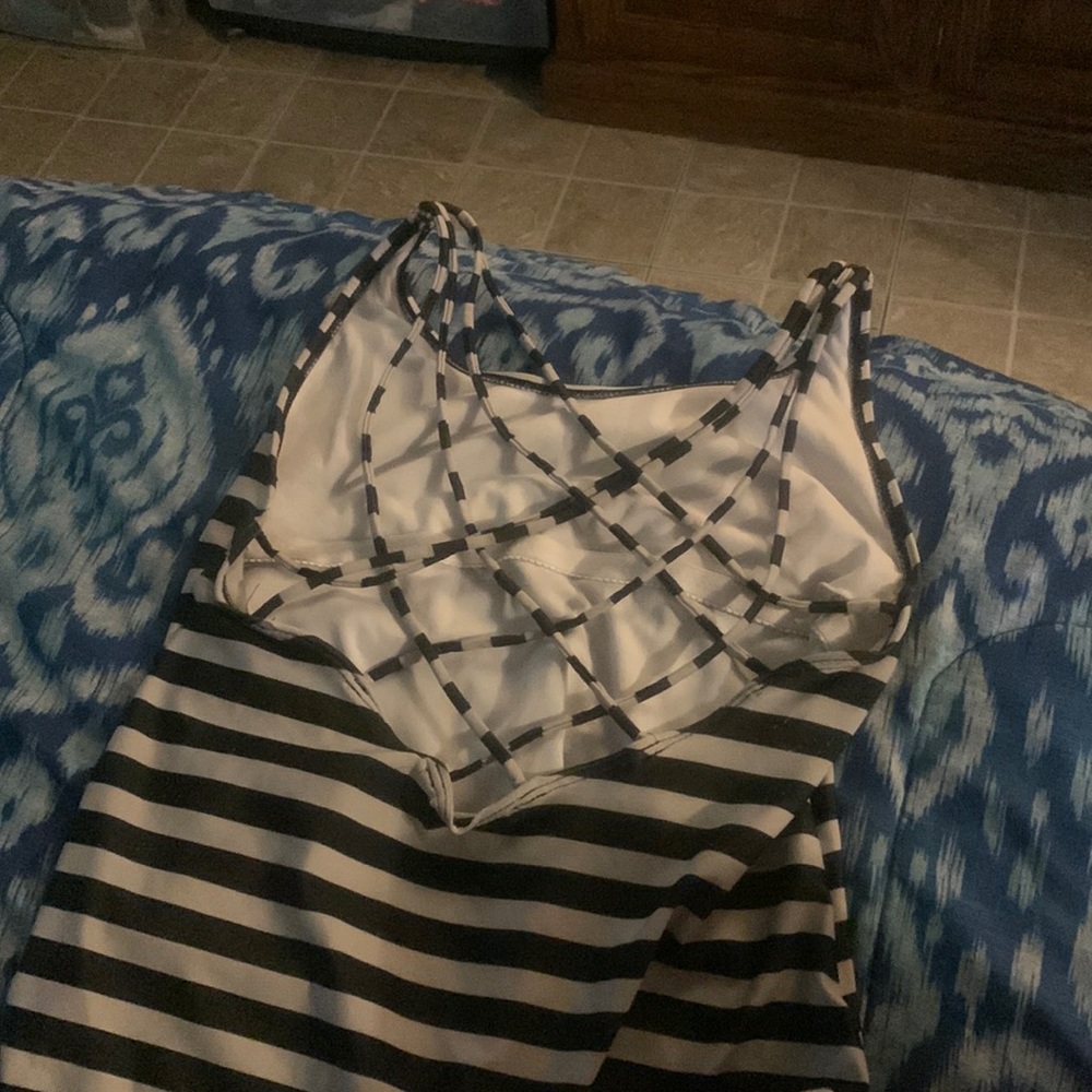 One piece stripped bathing suit
